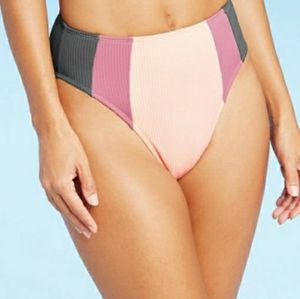 Juniors' Colorblock High Leg High Waist Bikini Bot
